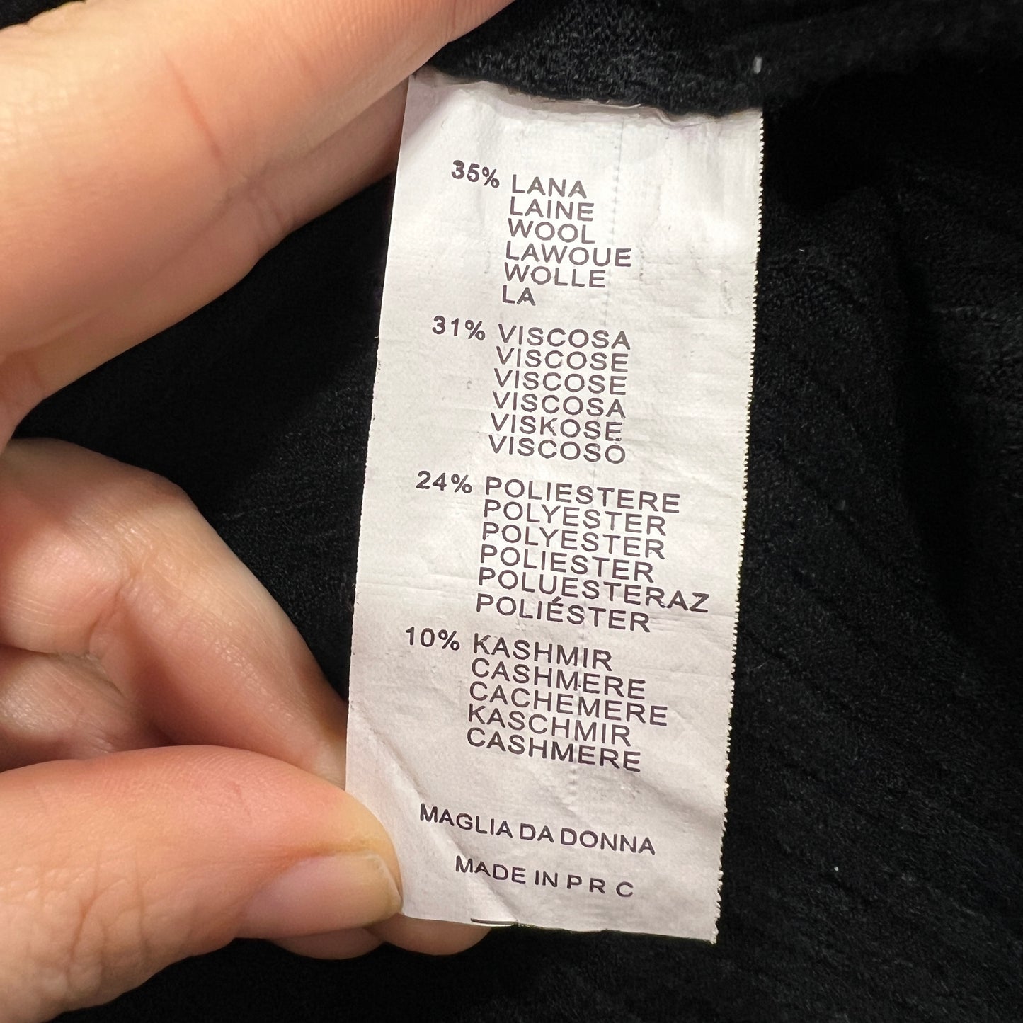 top a maniche lunghe in misto lana nero con colletto da camicia ‘00s