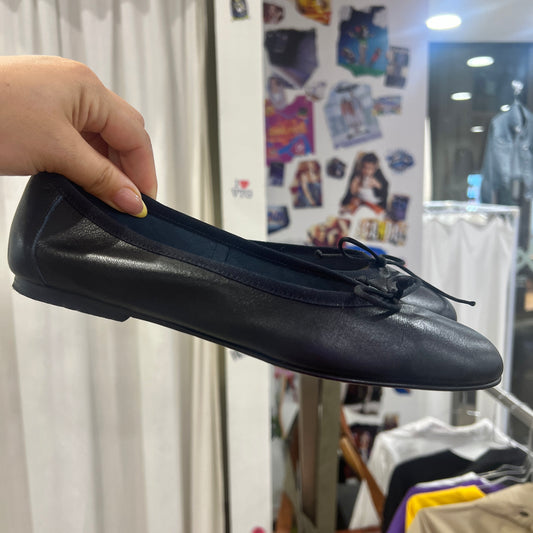 status navy blue ballet flats