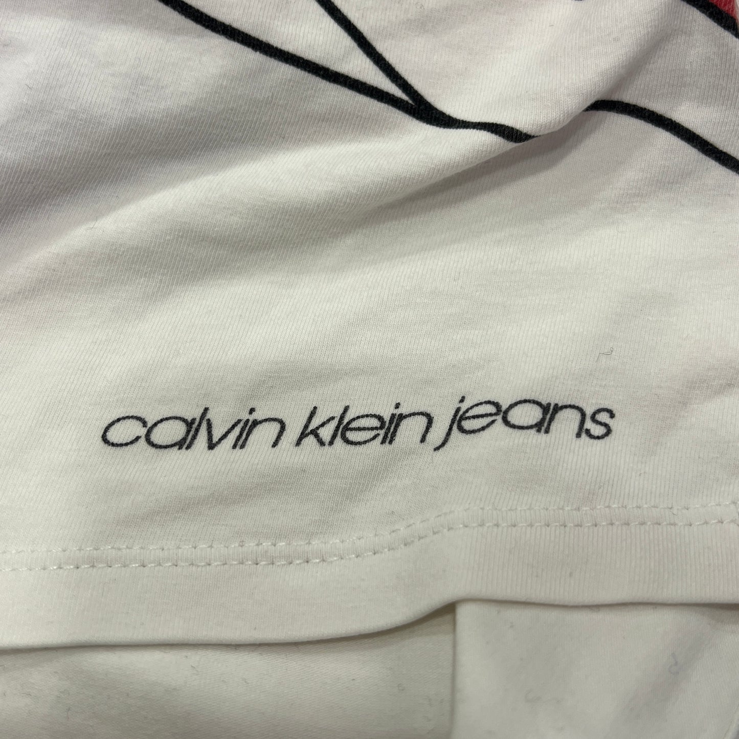 calvin klein jeans 00s white halter tank top with red flower