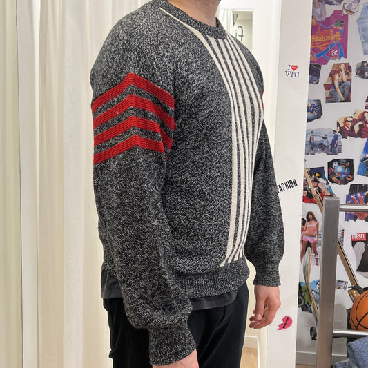 ciao 90s black wool sweater with red white stripes