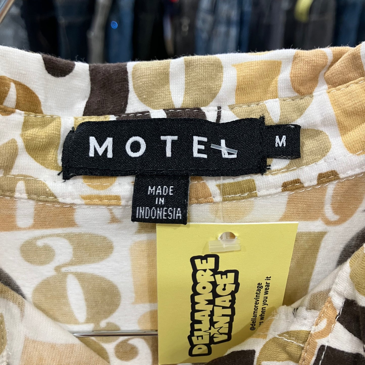 motel 00s white tshirt minidress with black beige monogram print