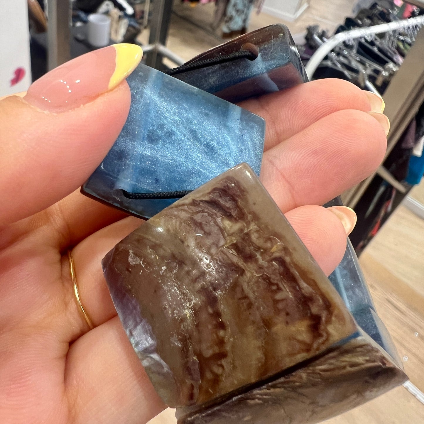 blue brown marble resin bracelet