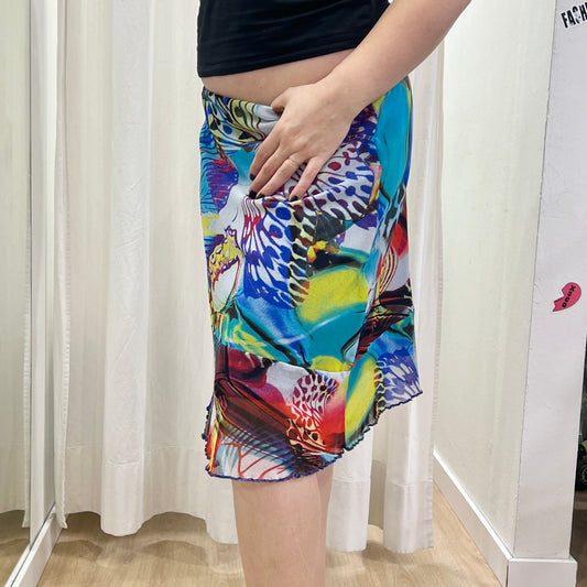 julija 00s mesh skirt with multi butterfly print