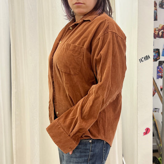 alexia 00s light brown corduroy velvet shirt