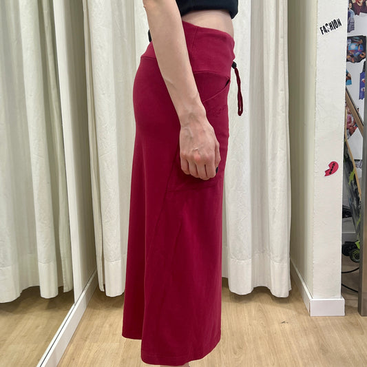 fiorucci 00s burgundy red jersey midi tube skirt