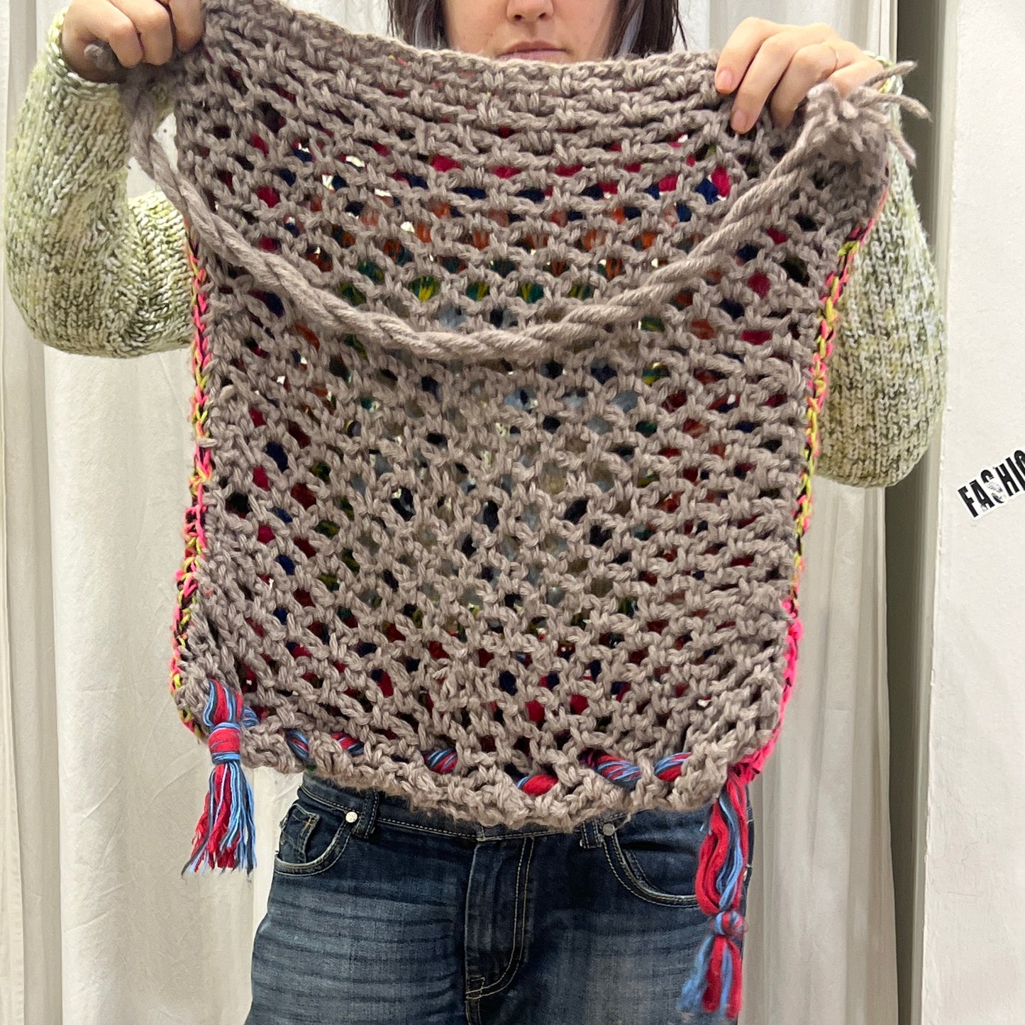 handmade multicolor wool granny square crochet crossbody bag