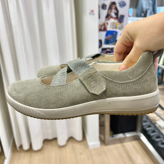 legero grey suede sporty mary jane flats