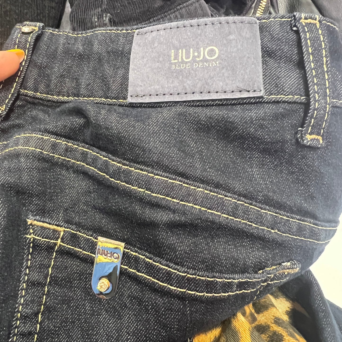 liu jo '10s skinny jeans with leopard front panel