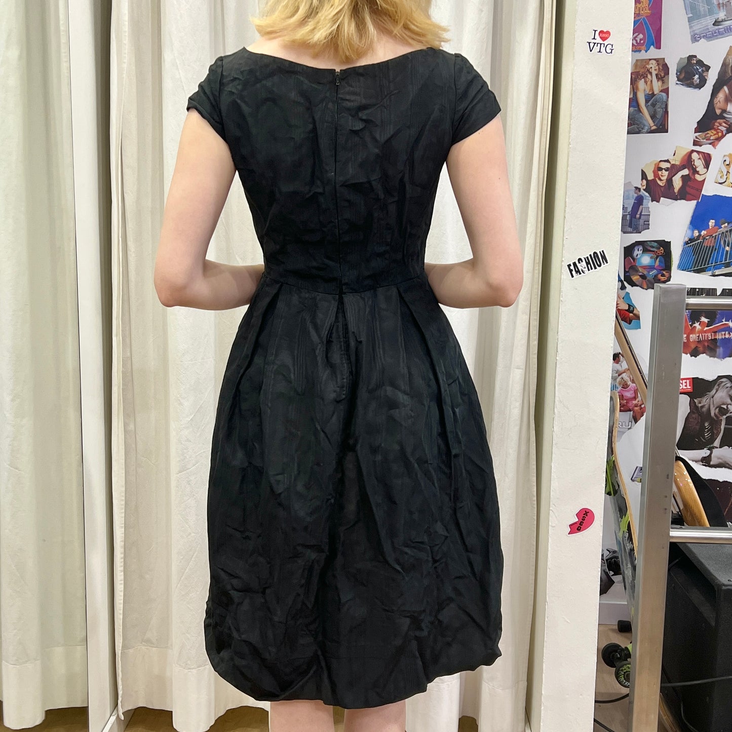 00s sartorial black pleated cocktail dress