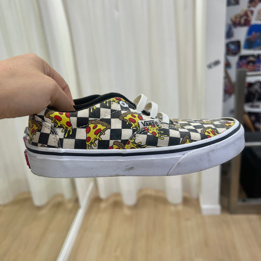 vans black white checkered pizza lace up canvas shoes