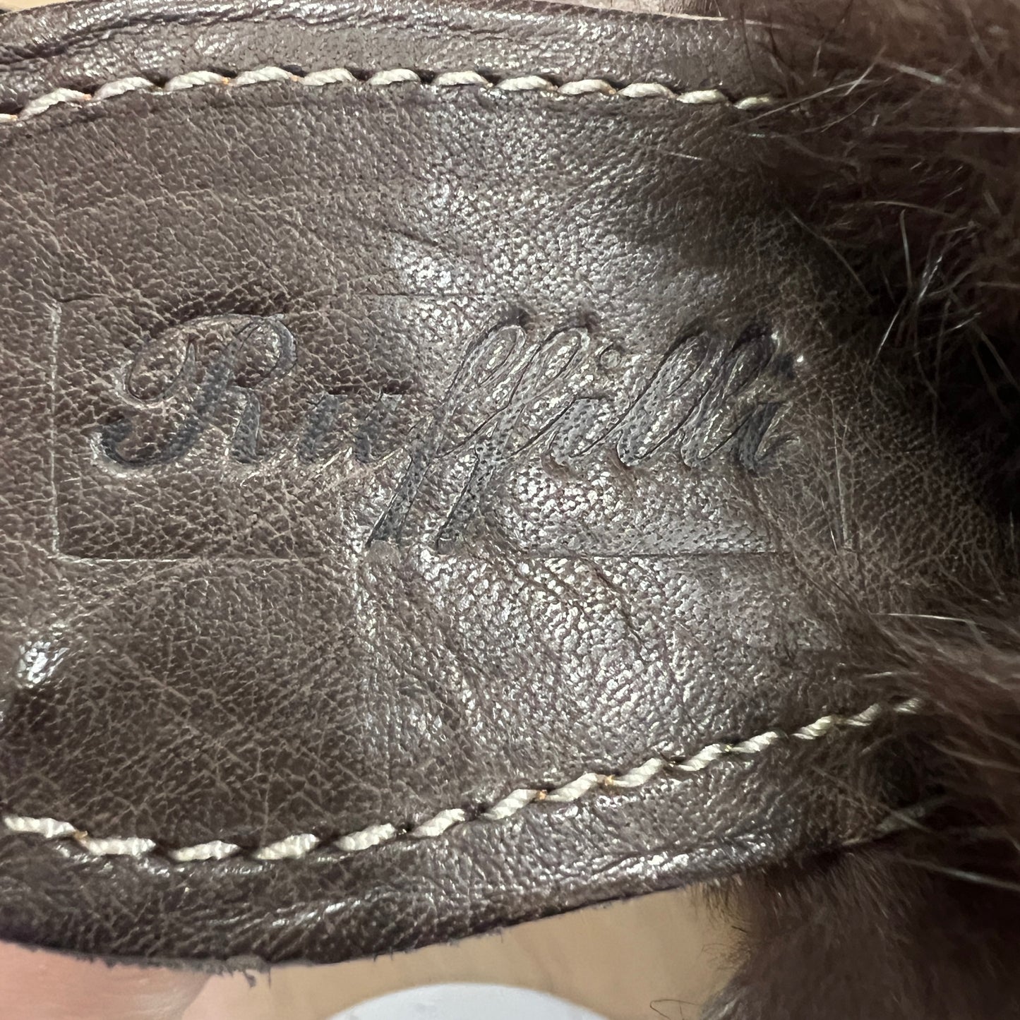 ruffilli 00s brown suede clogs with fur trim