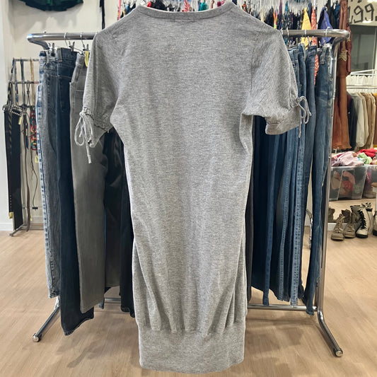 sideral 00s grey mini balloon dress with short sleeves