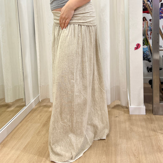 00s light beige flowy maxi skirt with stretchy waistband