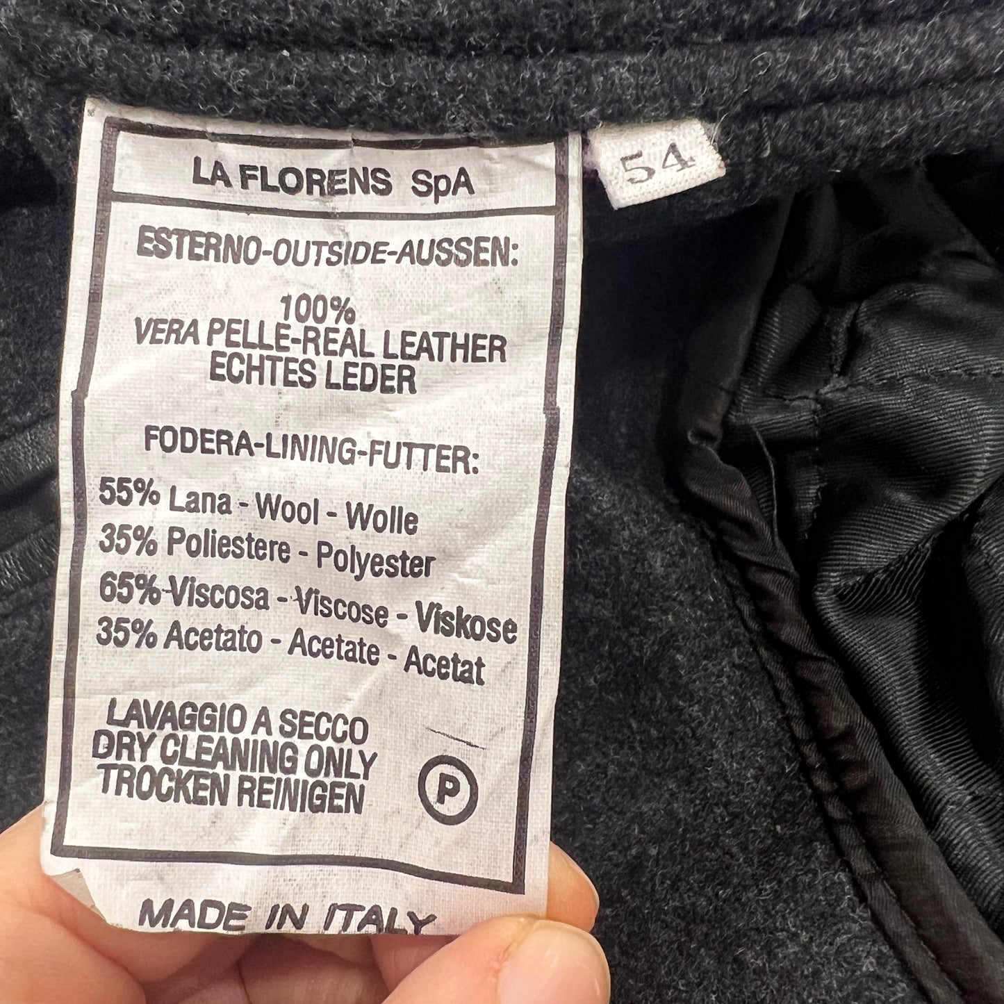 harry&moore 90s black leather jacket with grey wool lining