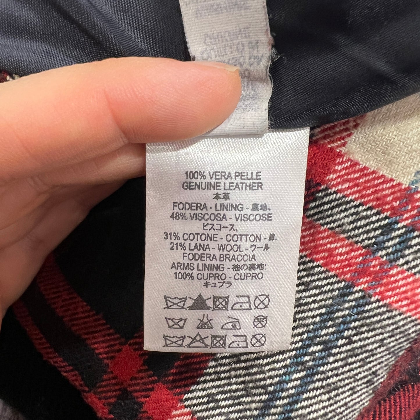 '10s brown leather bomber jacket with wool lining