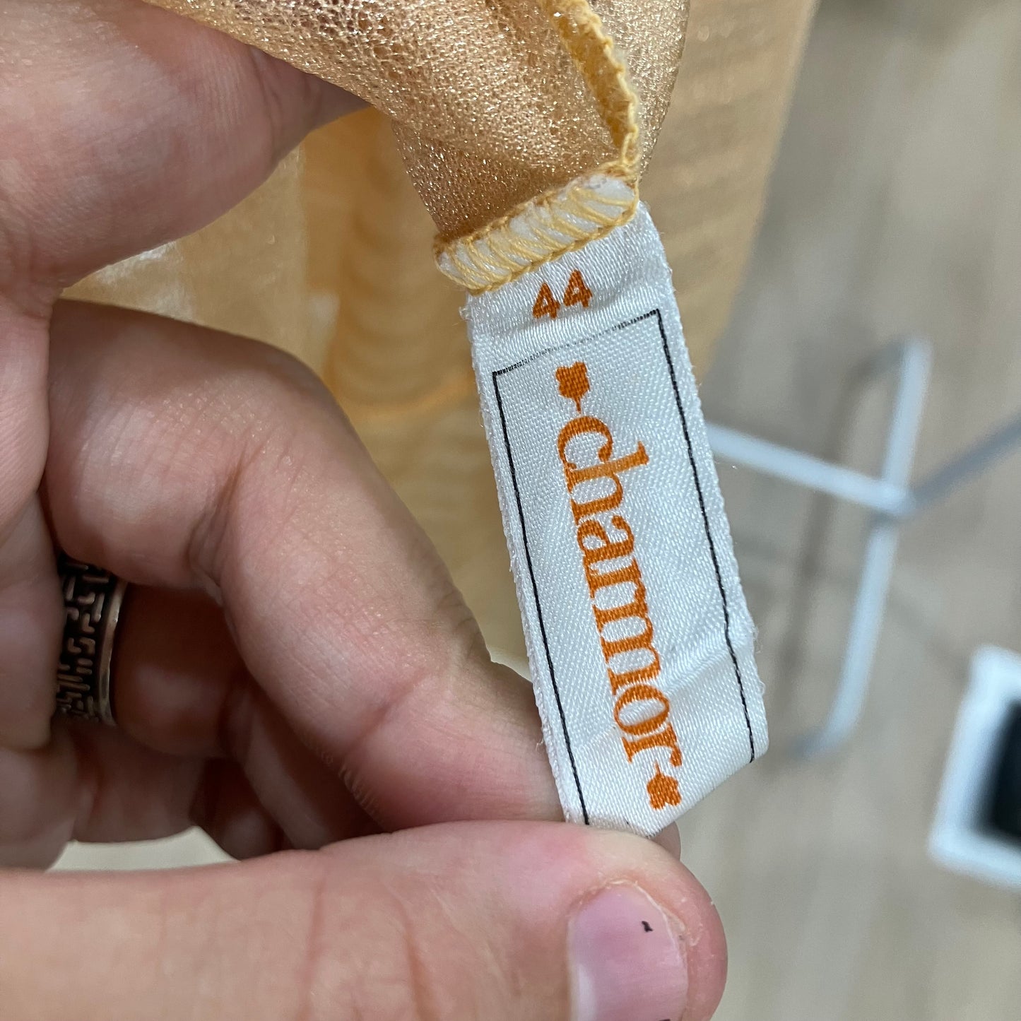 charmor 90s nude sheer pinstripe slipdress with lace trim