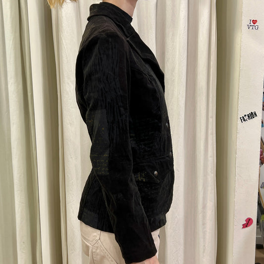 00s black corduroy blazer with grey writing