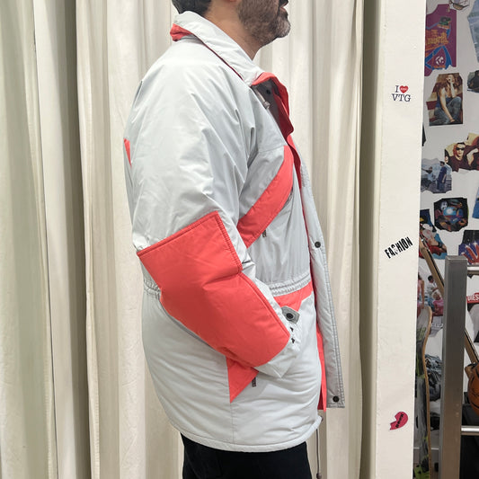 bailo 90s ice grey neon pink puffer coat