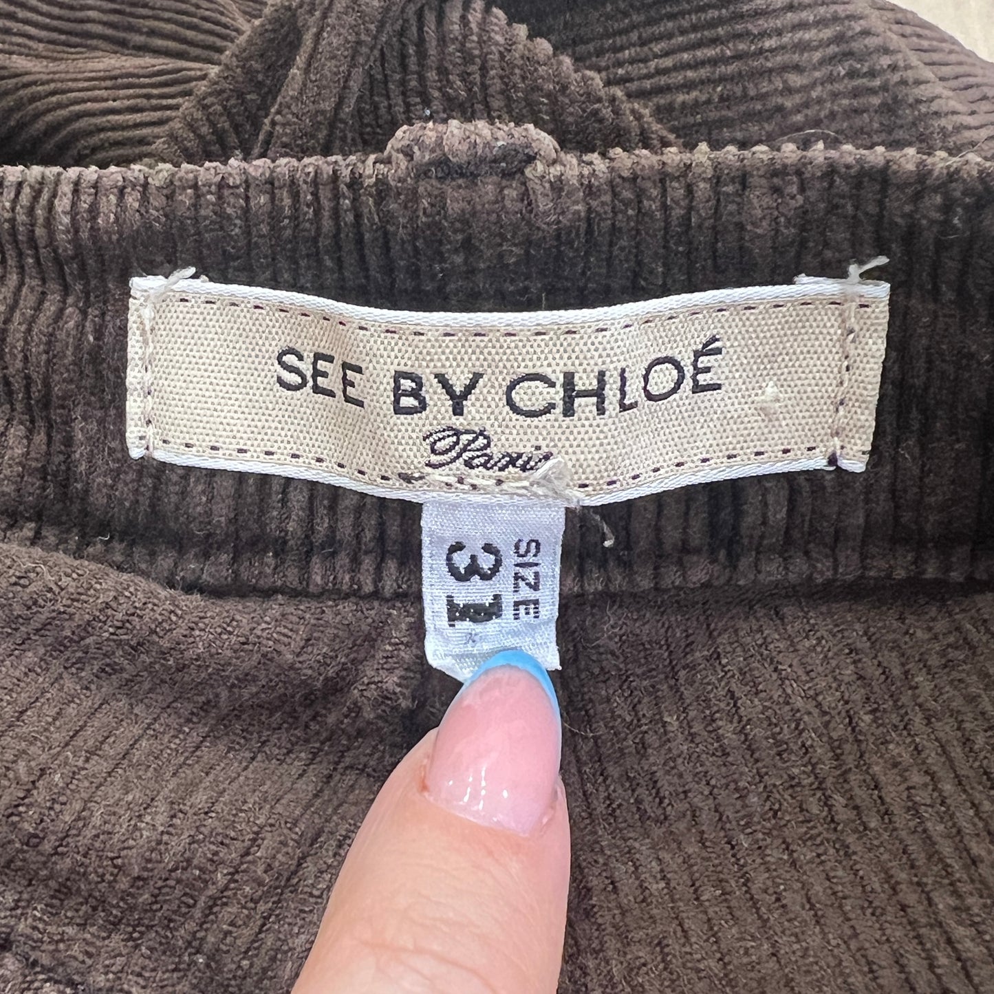 see by chloé 00s brown corduroy velvet flared low waist pants
