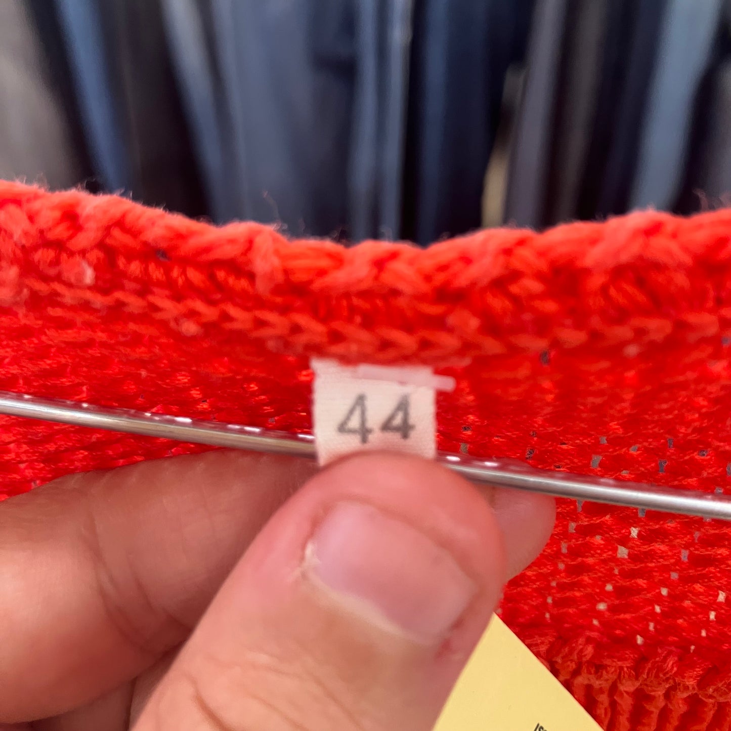 red knit sweater vest with umbrella embroidery