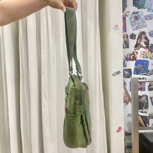 carpisa 00s army green technical canvas shoulder bag