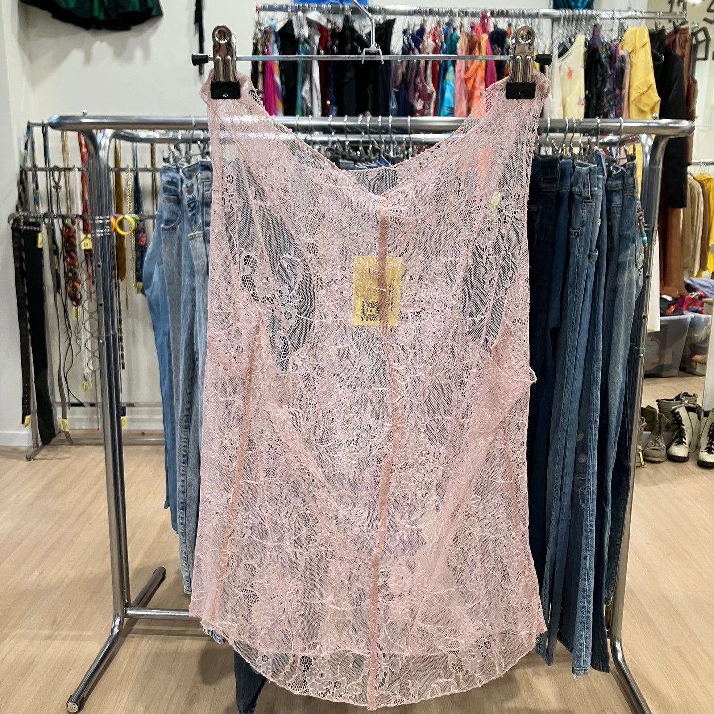 lace light blush pink tank top