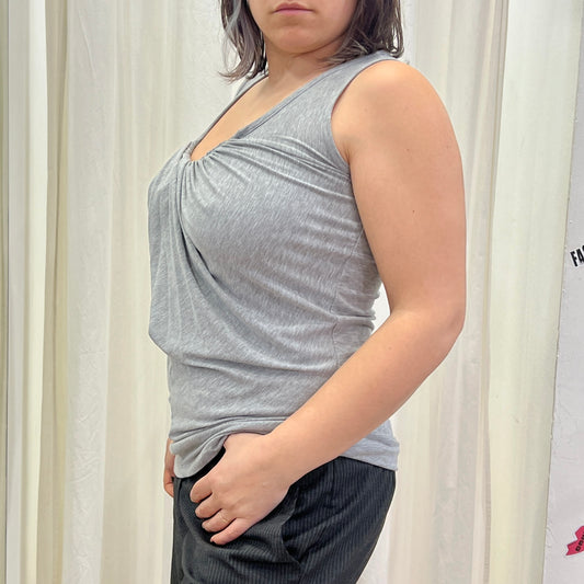 kocca 00s grey ruched neckline tank top