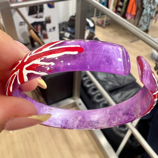 purple resin bangle bracelet with union jack uk flag