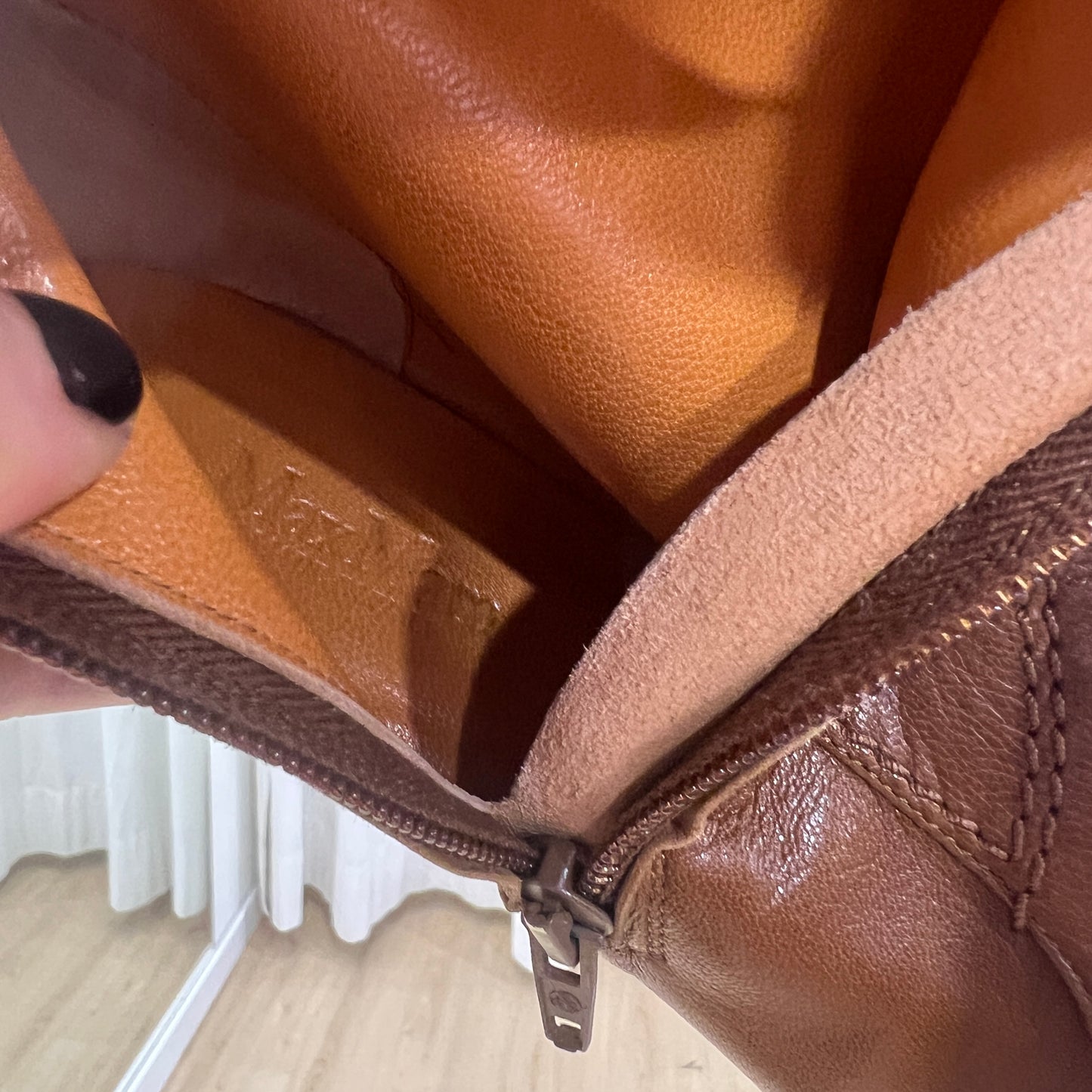max mara 00s tan leather half calf heel boots