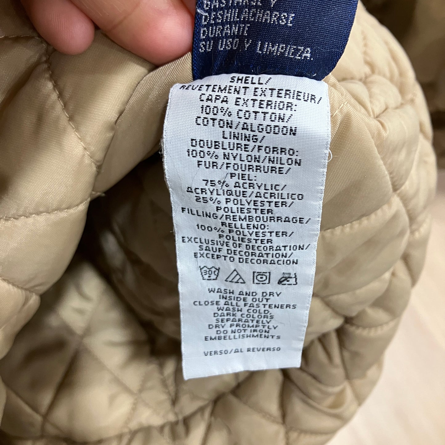 tommy hilfiger 00s beige parka coat with faux fur hood