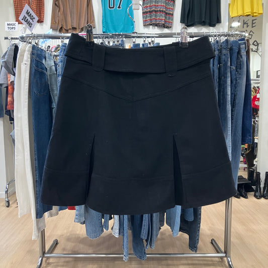 promod 00s black wool blend pleated mini skirt with belt