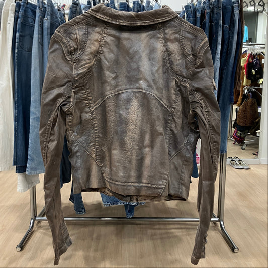 jacky-o 00s brown cargo jacket with silver glitter