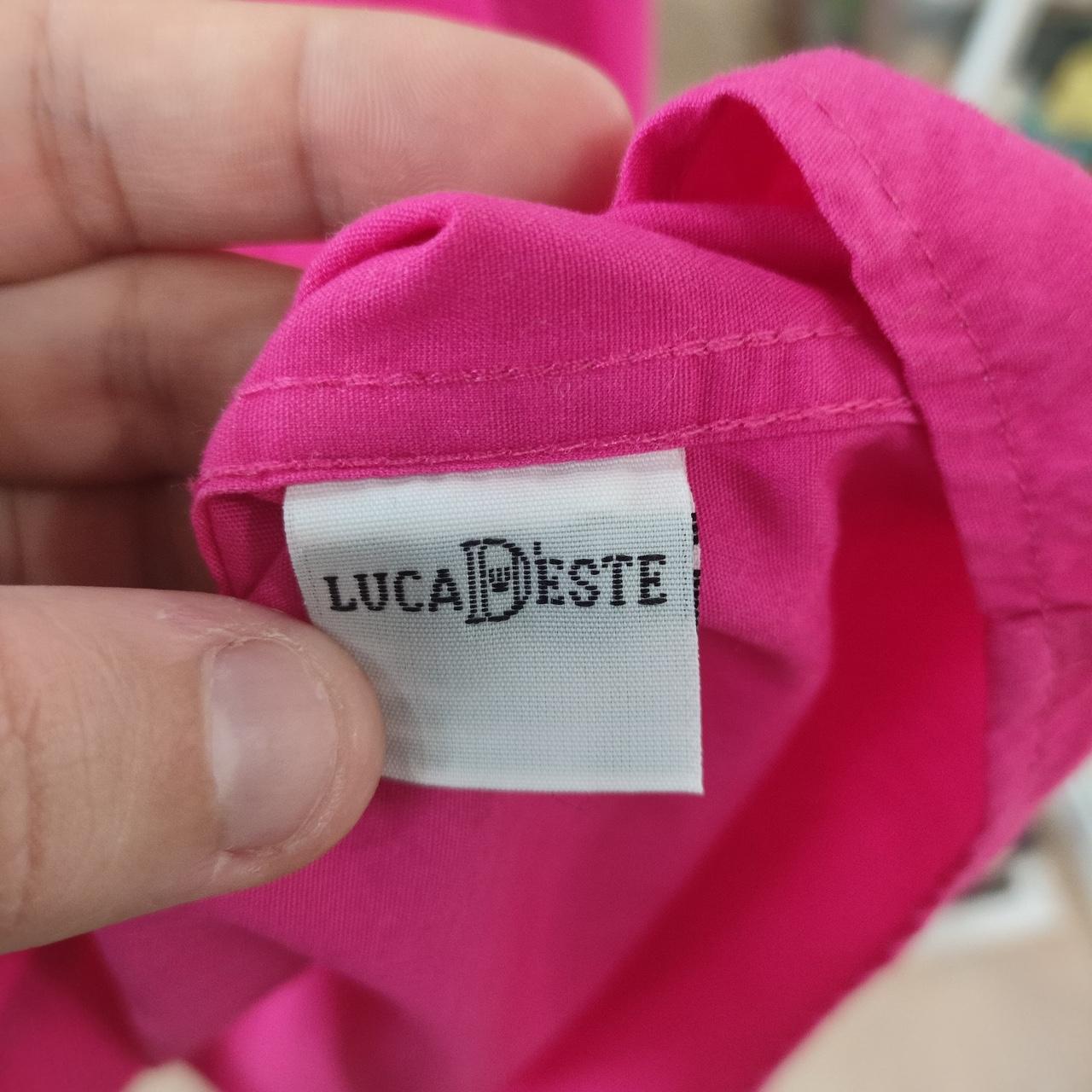 luca d'este fuchsia pink short sleeve button up shirt