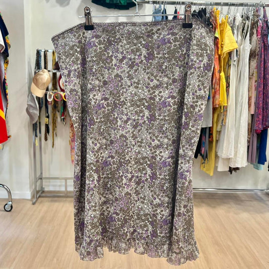 conbipel grey skirt with brown purple flowers