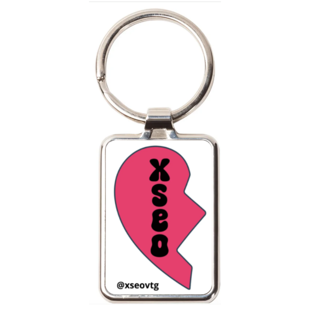 left half heart keychain - recycled stainless steel