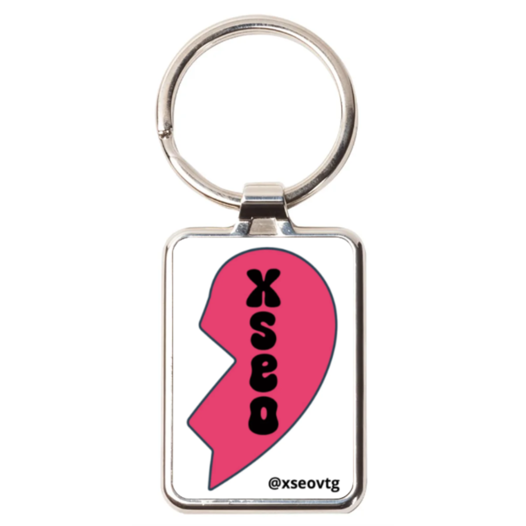 right half heart keychain - recycled stainless steel