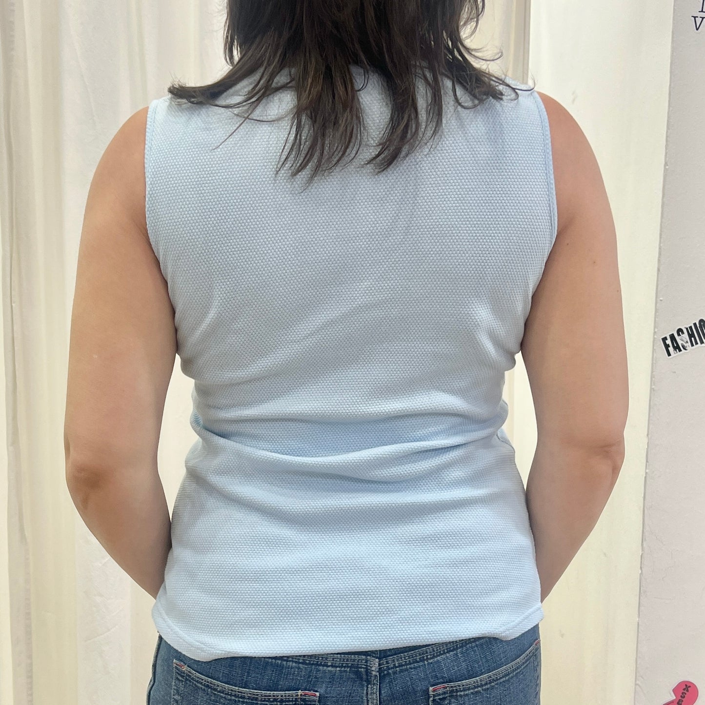 superga 00s baby blue pique tank top with fake pockets