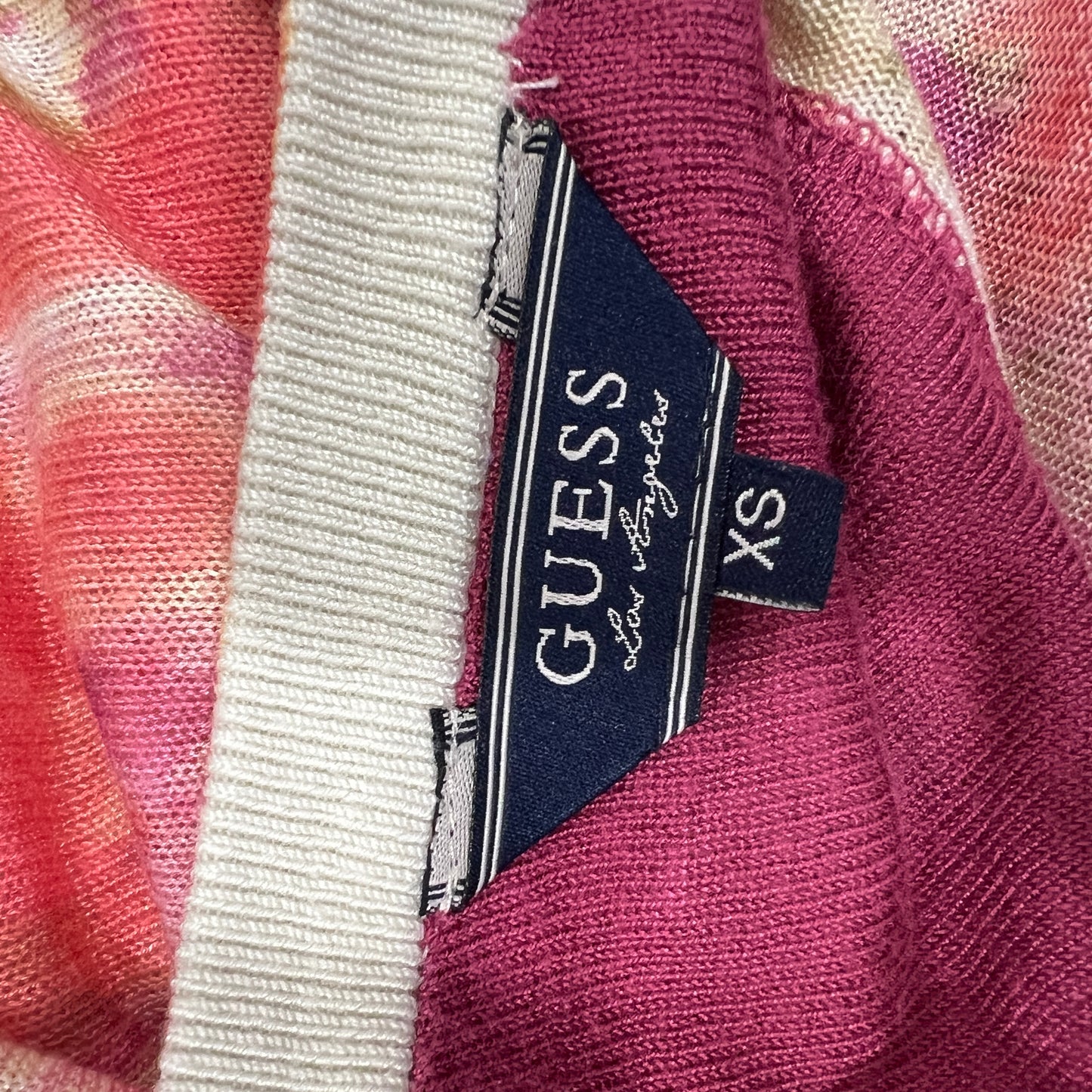 guess 00s white red floral print cardigan