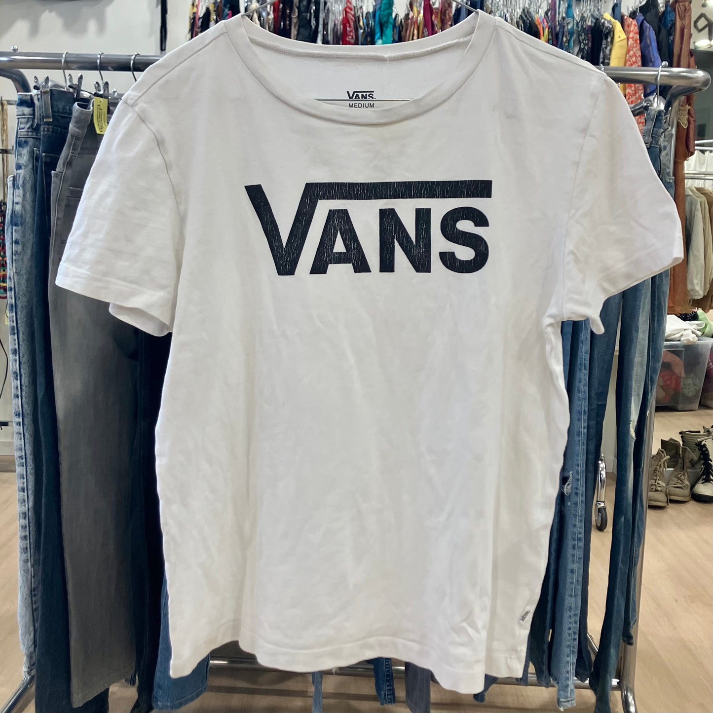 vans '10 tshirt bianca logo nero