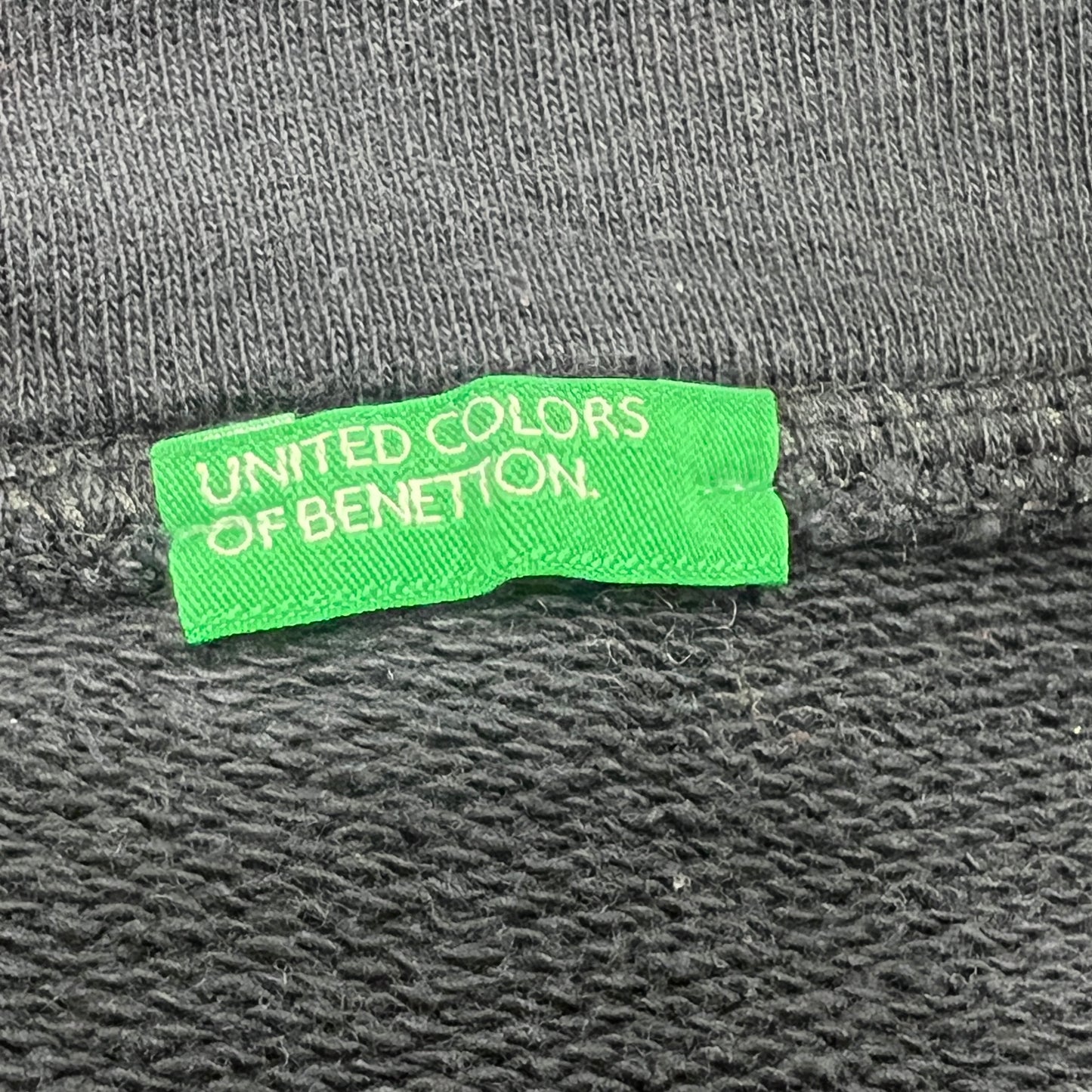 benetton 00s black zip up sweatshirt with holo glitter