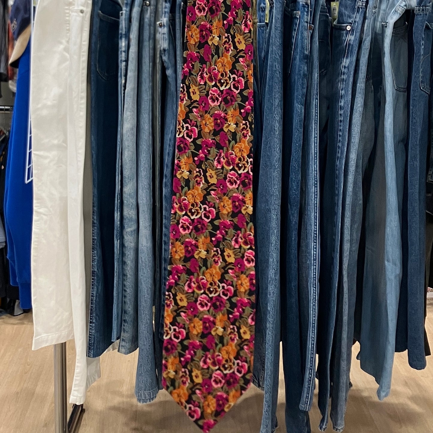 kenzo 90s purple floral print silk tie