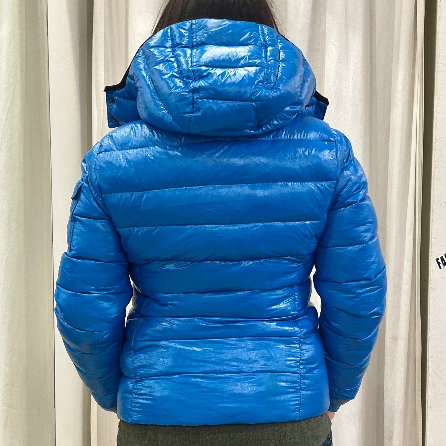 moncler 00s bright blue down puffer jacket with hood