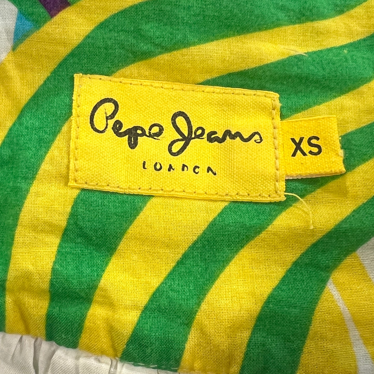 pepe jeans 00s yelow green striped low waist pleated mini skirt