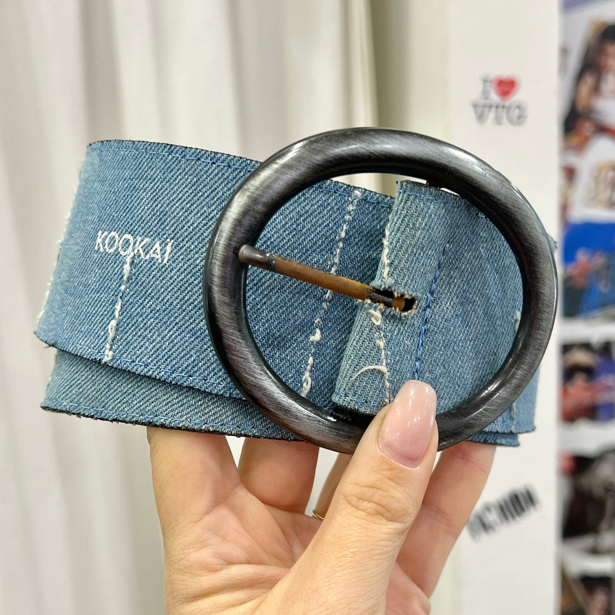kookai 00s leather denim belt