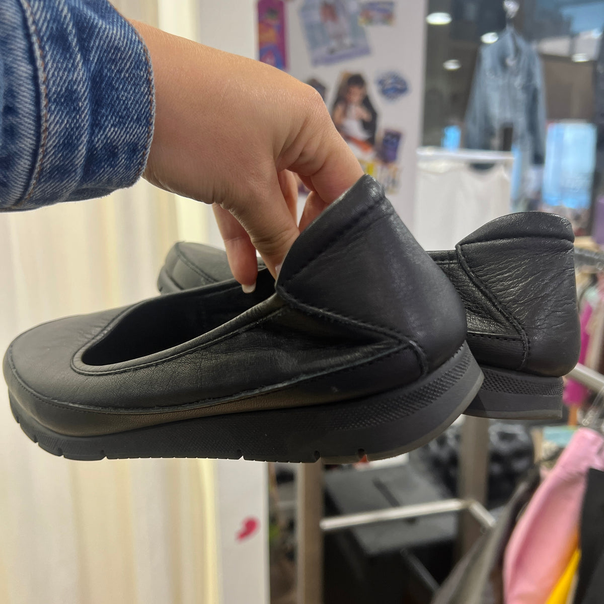 frau fx black leather sporty ballet flats