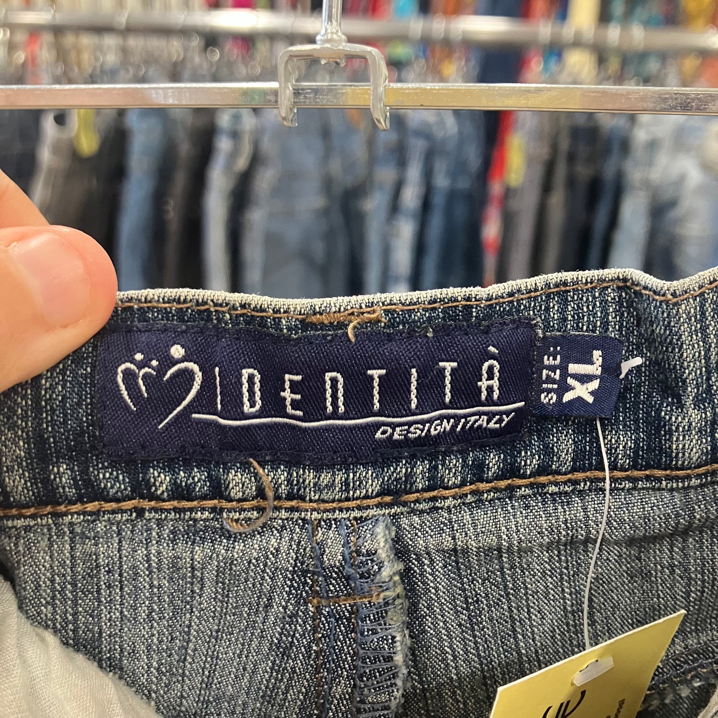 identità 00s faded denim midi skirt