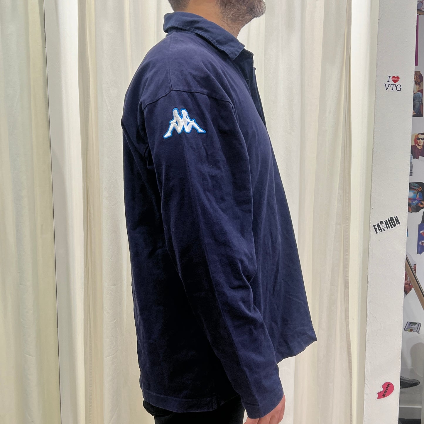 kappa 00s navy blue long sleeve tshirt with polo collar