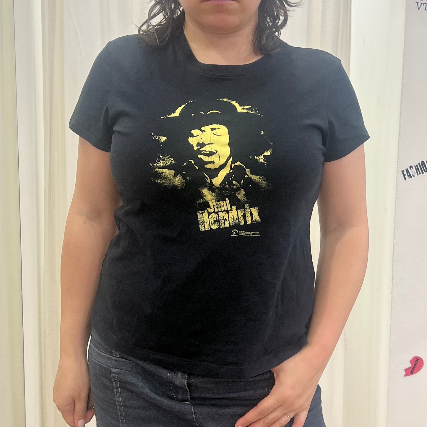 zion rootswear 2005 black tshirt with yellow jimi hendrix print
