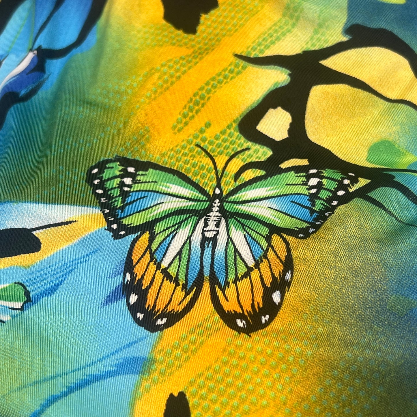 00s butterfly print one-shoulder minidress