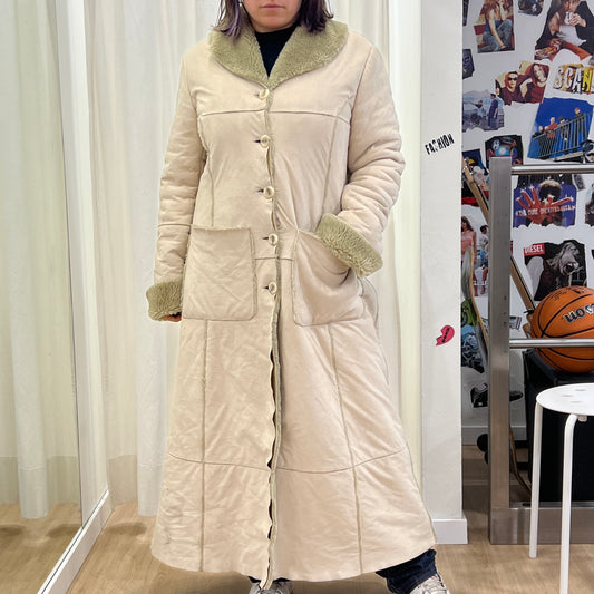 type 00s light beige vegan sheepskin afghan coat
